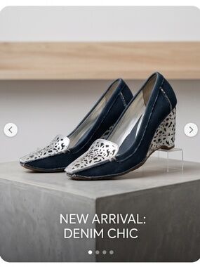 Specialty Denim and Silver Wedge Heels